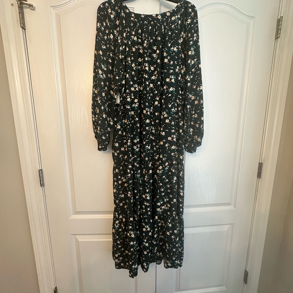 Floral Boho Cottagecore Prairie Tiered Maxi /Midi Swing Dress long sleeve NWT - Picture 7 of 8